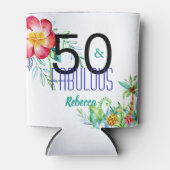 50 en Fabulous Tropical 50th Birthday Voeg naam to Blikjeskoeler (Voorkant)