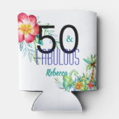 50 en Fabulous Tropical 50th Birthday Voeg naam to Blikjeskoeler (Achterkant)