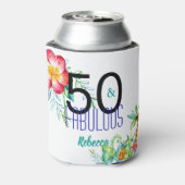 50 en Fabulous Tropical 50th Birthday Voeg naam to Blikjeskoeler (Blikje Achterkant)