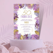 50 en Fabulous Tropical Paars Gold 50th Birthday Kaart