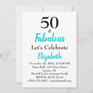 50 en Fabulous Turquoise Birthday Kaart