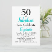 50 en Fabulous Turquoise Birthday Kaart (Staand voorkant)