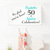 50 en Fabulous Turquoise Birthday Party Banner (Insitu)