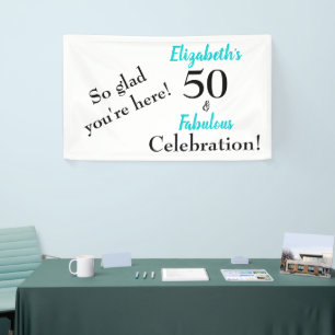 50 en Fabulous Turquoise Birthday Party Banner