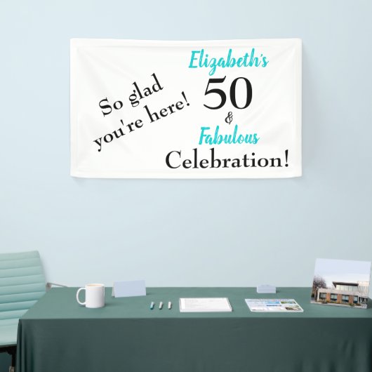 50 en Fabulous Turquoise Birthday Party Banner (Beurs)