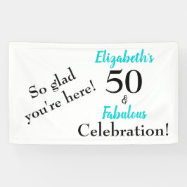 50 en Fabulous Turquoise Birthday Party Banner