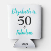 50. en Fabulous Turquoise Birthday Party Blikjeskoeler (Achterkant)