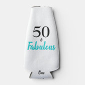 50. en Fabulous Turquoise Birthday Party Flesjeskoeler (Voorkant)
