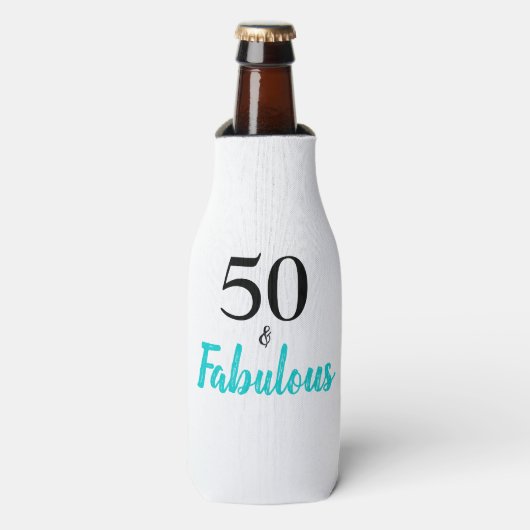 50. en Fabulous Turquoise Birthday Party Flesjeskoeler (Fles Voorkant)