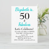 50. en Fabulous Turquoise Birthday Party Kaart (Staand voorkant)