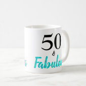 50. en Fabulous Turquoise Birthday Party Koffiemok (Voorkant rechts)