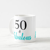 50. en Fabulous Turquoise Birthday Party Koffiemok (Voorkant links)