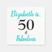 50 en Fabulous Turquoise Birthday Party Napkins Servet (Voorkant)
