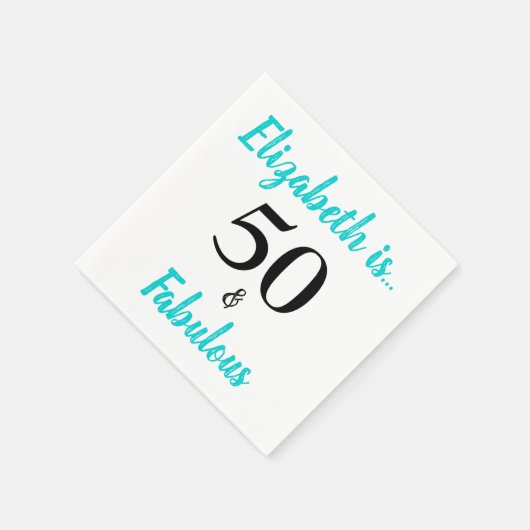 50 en Fabulous Turquoise Birthday Party Napkins Servet (Hoek)
