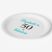 50. en Fabulous Turquoise Birthday Party Papieren Bordje (Gekanteld)