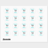 50. en Fabulous Turquoise Birthday Party Ronde Sticker (Vel)