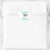 50. en Fabulous Turquoise Birthday Party Ronde Sticker (Tas)