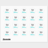 50. en Fabulous Turquoise Birthday Party Ronde Sticker (Vel)