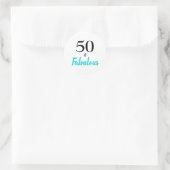 50. en Fabulous Turquoise Birthday Party Ronde Sticker (Tas)