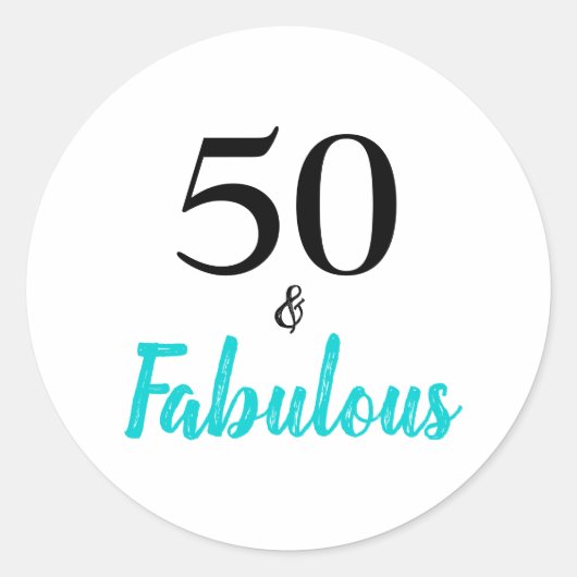 50. en Fabulous Turquoise Birthday Party Ronde Sticker (Voorkant)