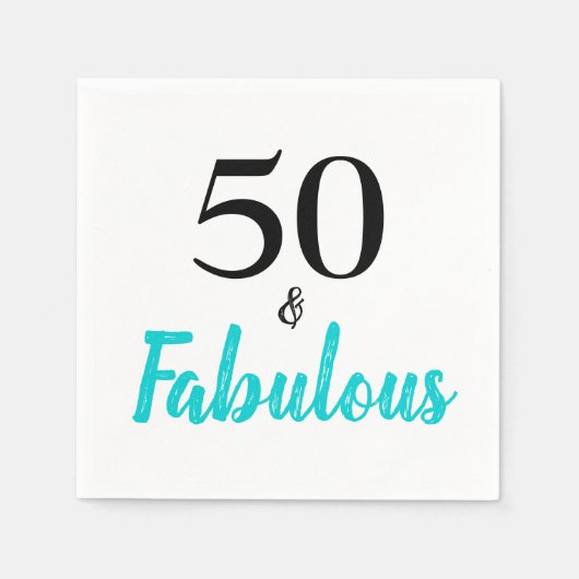 50. en Fabulous Turquoise Birthday Party Servet (Voorkant)