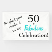 50. en Fabulous Turquoise Birthday Party Spandoek (Horizontaal)
