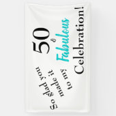 50. en Fabulous Turquoise Birthday Party Spandoek (Verticaal)