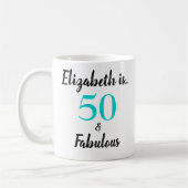 50 en Fabulous Turquoise Black Birthday Koffiemok (Links)