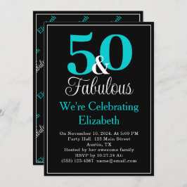 50 en Fabulous Turquoise Blue op Black Kaart