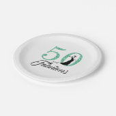 50. en Fabulous Turquoise Glitter Birthday Party Papieren Bordje (Gekanteld)