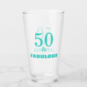 50 en Fabulous Turquoise Stylish Modern Cute Glas (Achterkant)