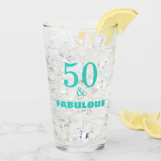 50 en Fabulous Turquoise Stylish Modern Cute Glas (Achterkant ijs)
