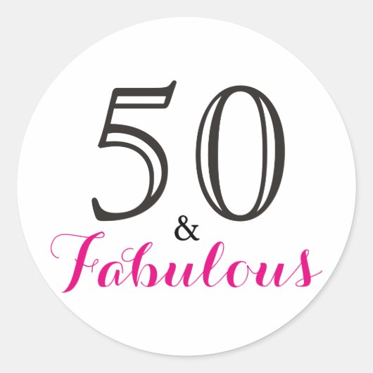 50 en Fabulous | Typografie 50e verjaardag Ronde Sticker (Voorkant)