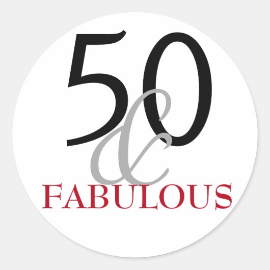 50 en Fabulous | Typografie 50e verjaardag Ronde Sticker (Voorkant)