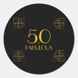 50 en Fabulous | Typografie 50e verjaardag Ronde Sticker