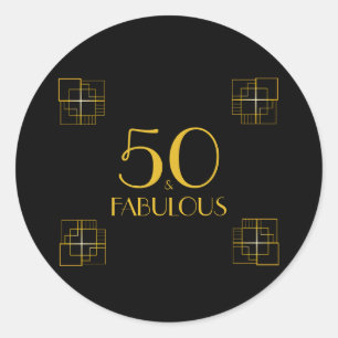 50 en Fabulous Typografie 50e verjaardag Ronde Sticker