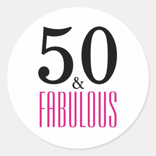 50 en Fabulous | Typografie 50e verjaardag Ronde Sticker (Voorkant)