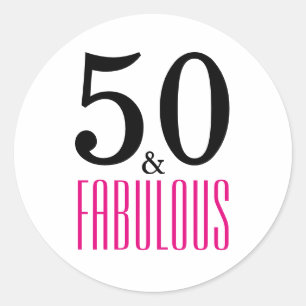 50 en Fabulous   Typografie 50e verjaardag Ronde Sticker