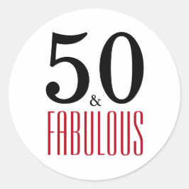 50 en Fabulous | Typografie 50e verjaardag Ronde Sticker
