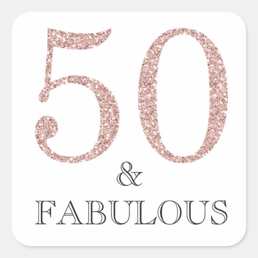 50 en Fabulous | Typografie 50e verjaardag Vierkante Sticker (Voorkant)