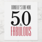 50 en Fabulous | Typografie 50e verjaardag Wijn Etiket (Enkel label)