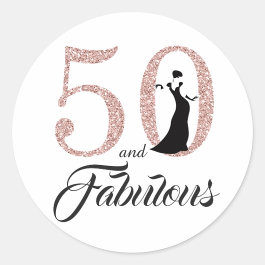 50 en Fabulous | Typografie 50ste verjaardag Ronde Sticker (Voorkant)