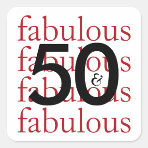 50 en Fabulous Typografie 50th Birthday Milestone Vierkante Sticker