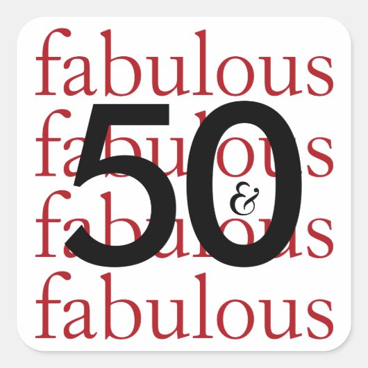 50 en Fabulous Typografie 50th Birthday Milestone Vierkante Sticker (Voorkant)