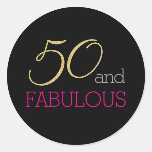 50 en Fabulous Typografie 50th Birthday Ronde Sticker (Voorkant)