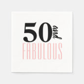 50 en Fabulous Typografie 50th Pink Verjaardag Servet (Voorkant)
