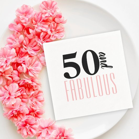 50 en Fabulous Typografie 50th Pink Verjaardag Servet