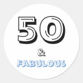 50 en Fabulous Typography Birthday Ronde Sticker (Voorkant)