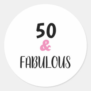 50 En Fabulous Typography Verjaardagsfeest Ronde Sticker