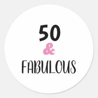 50 En Fabulous Typography Verjaardagsfeest Ronde Sticker